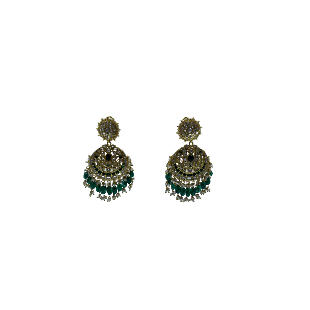 925 Silver Chand-Bali Style Jadau Antique Set with 24K Gold-plating