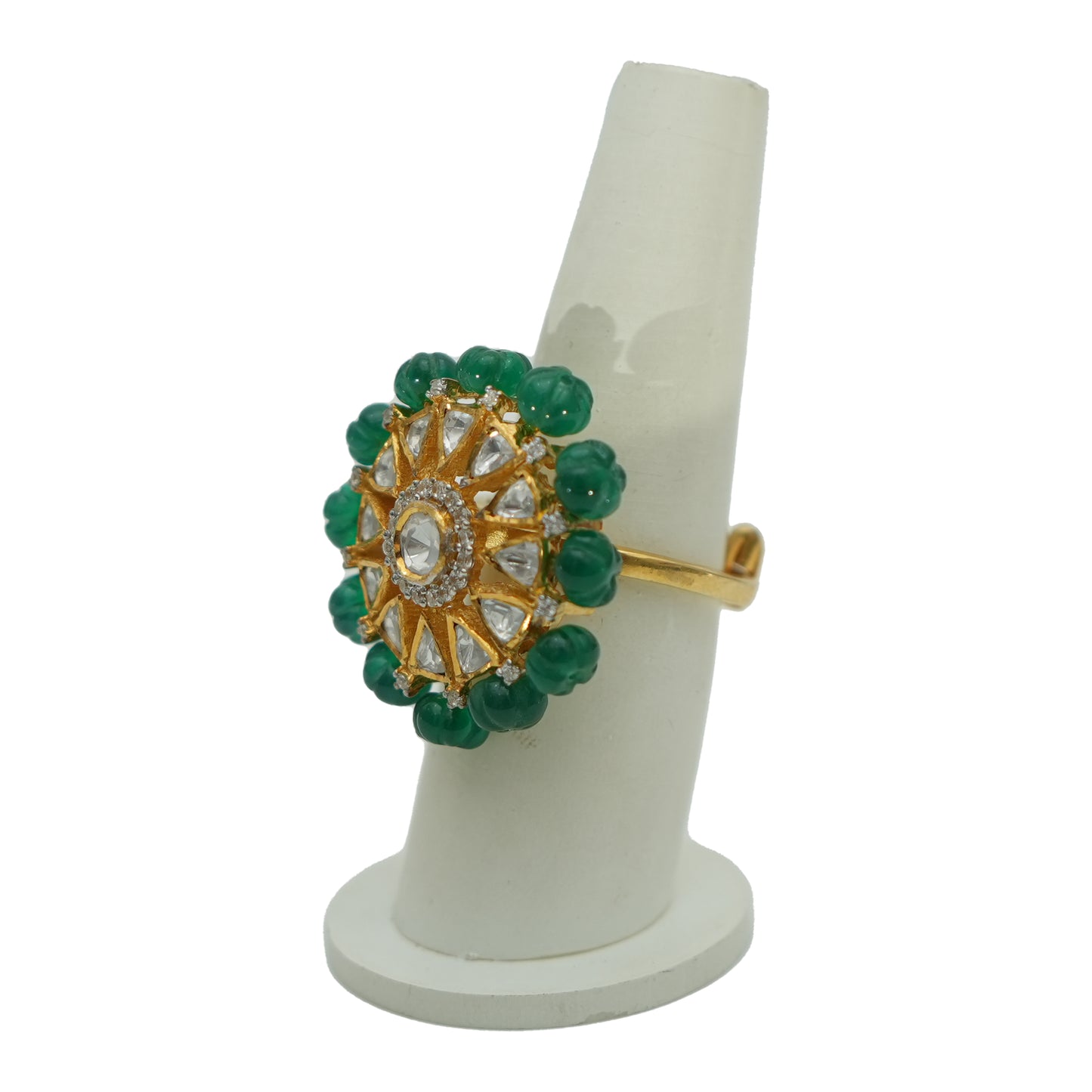 925 Silver Jadau Emerald-shade Ring