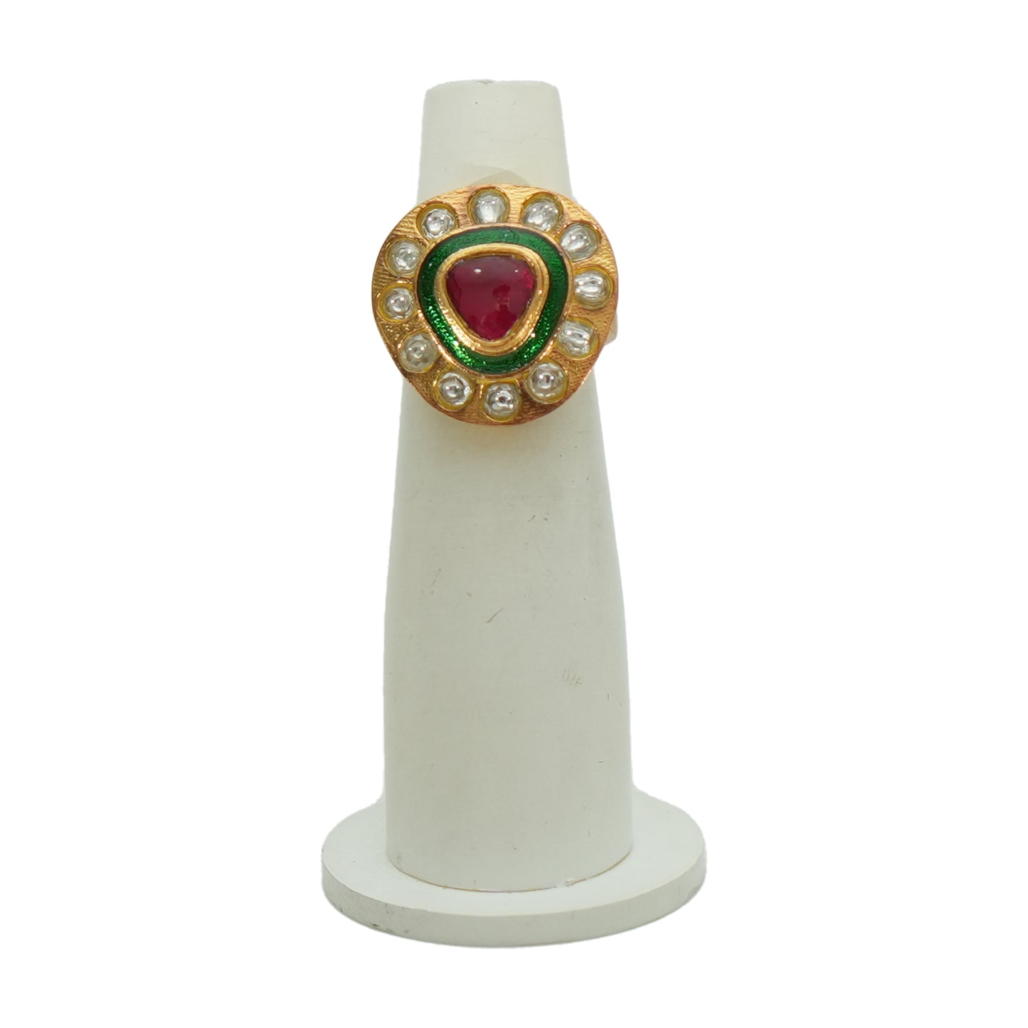 925 Silver Jadau Ring with Manak Style Centre Stone