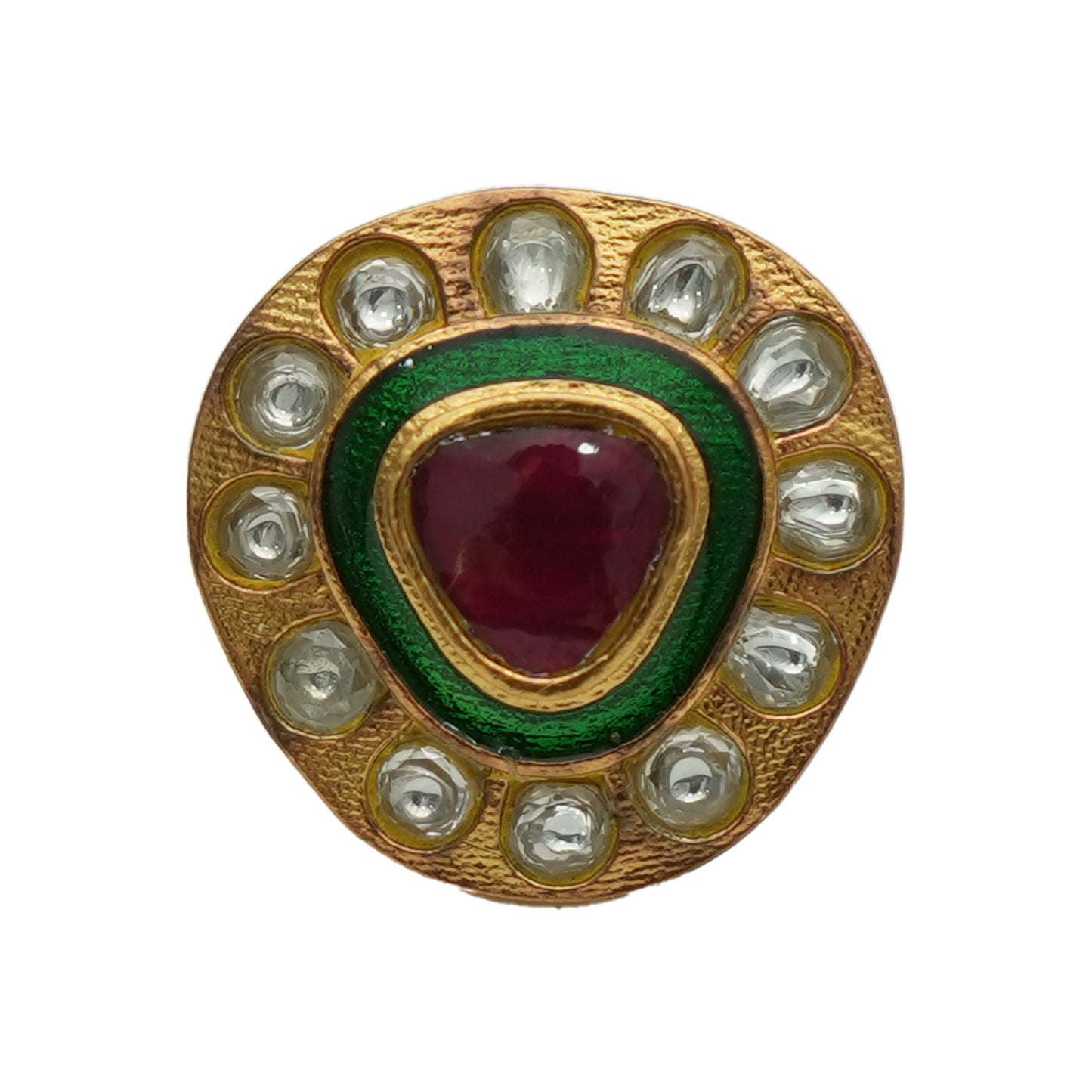 925 Silver Jadau Ring with Manak Style Centre Stone