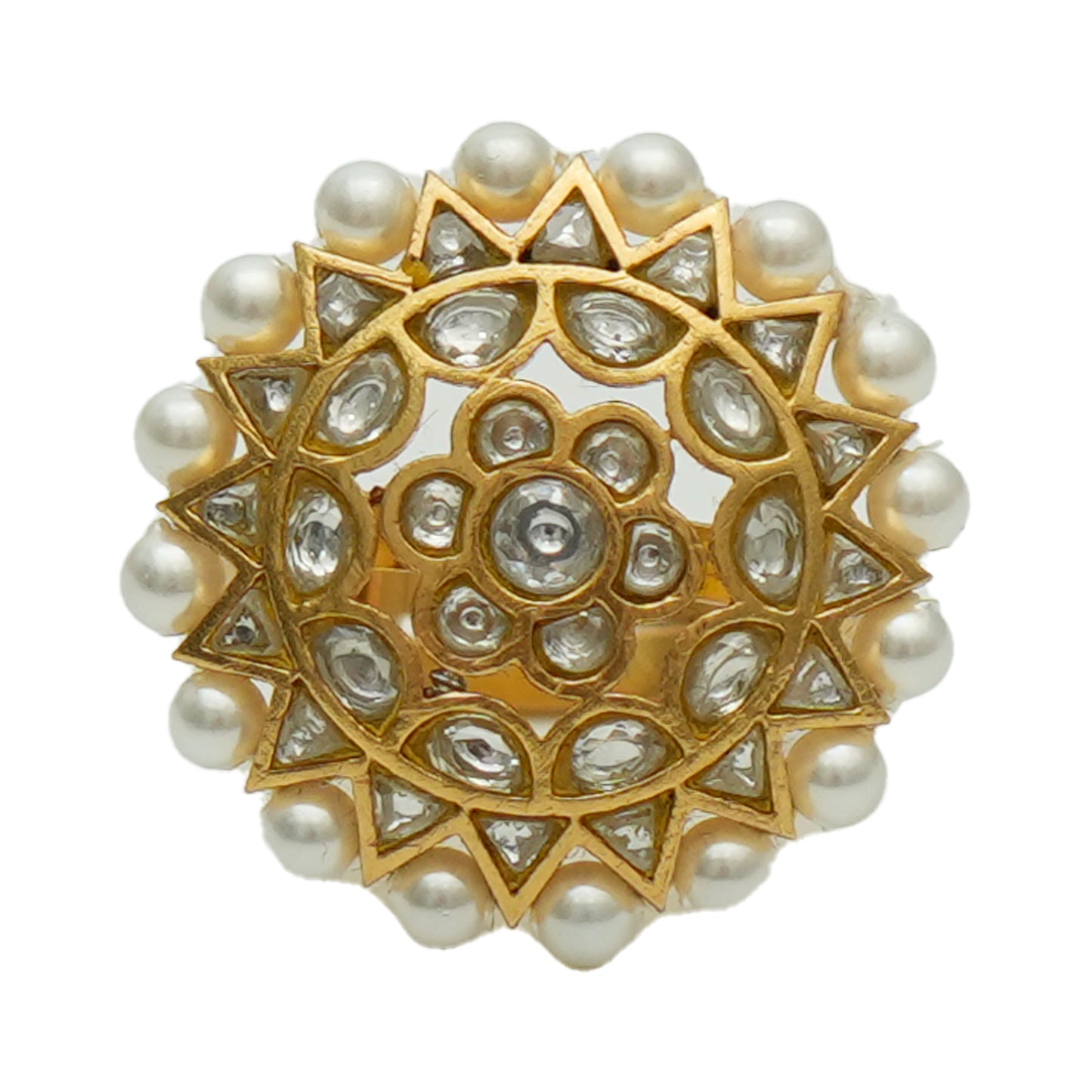 925 Silver Jadau Ring with pearl