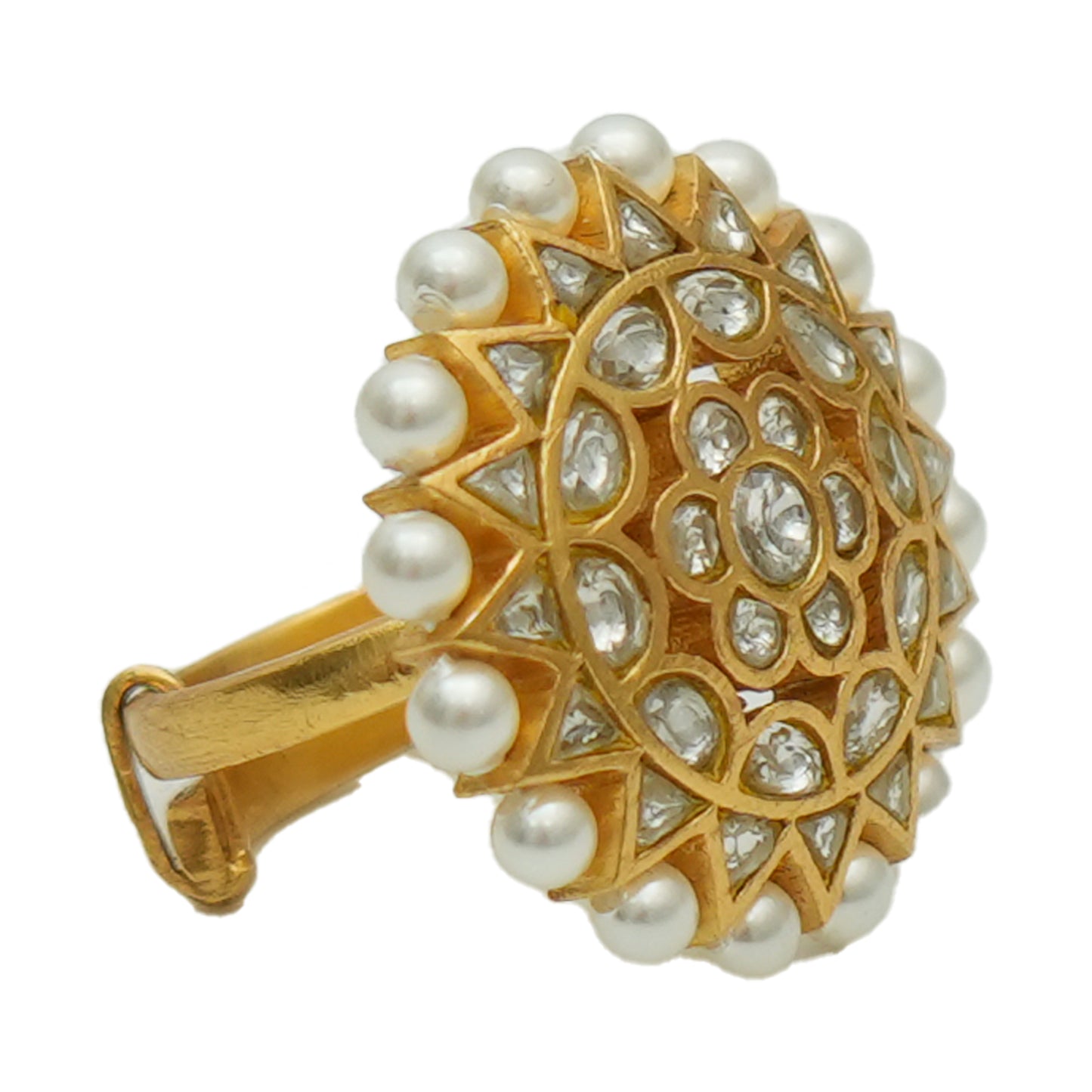 925 Silver Jadau Ring with pearl