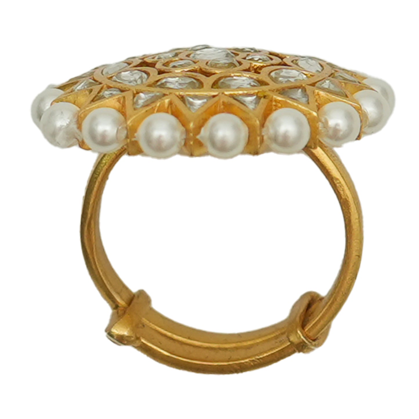 925 Silver Jadau Ring with pearl