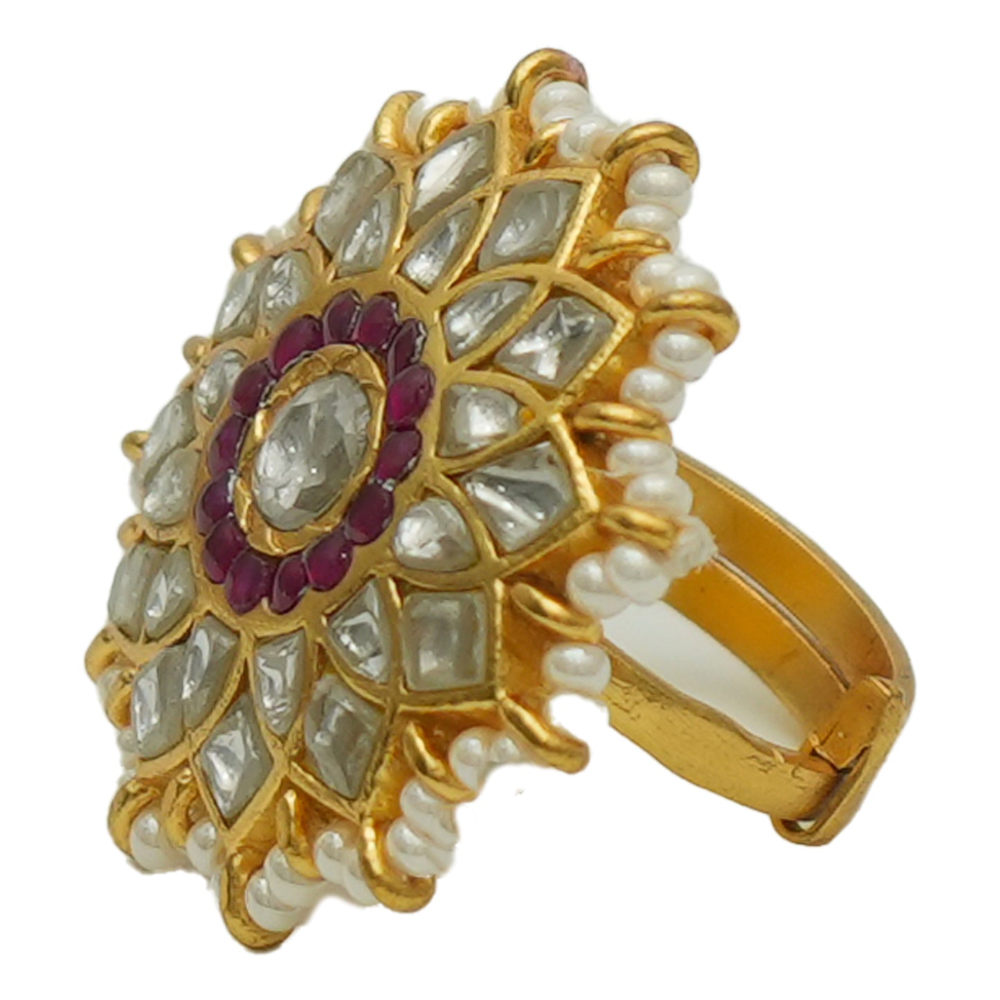 925 Silver Jadau Grand Ring with semi-precious Stone