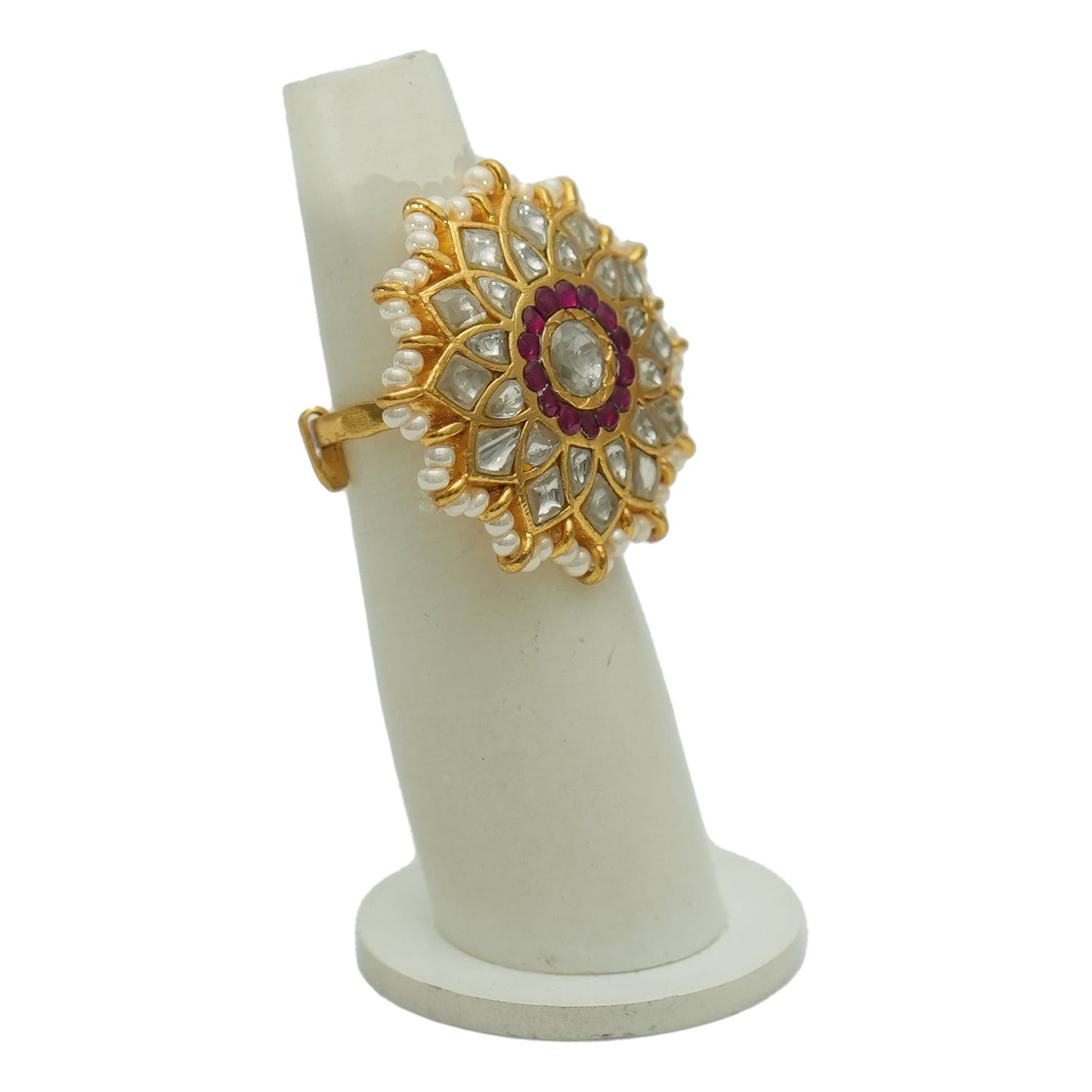 925 Silver Jadau Grand Ring with semi-precious Stone