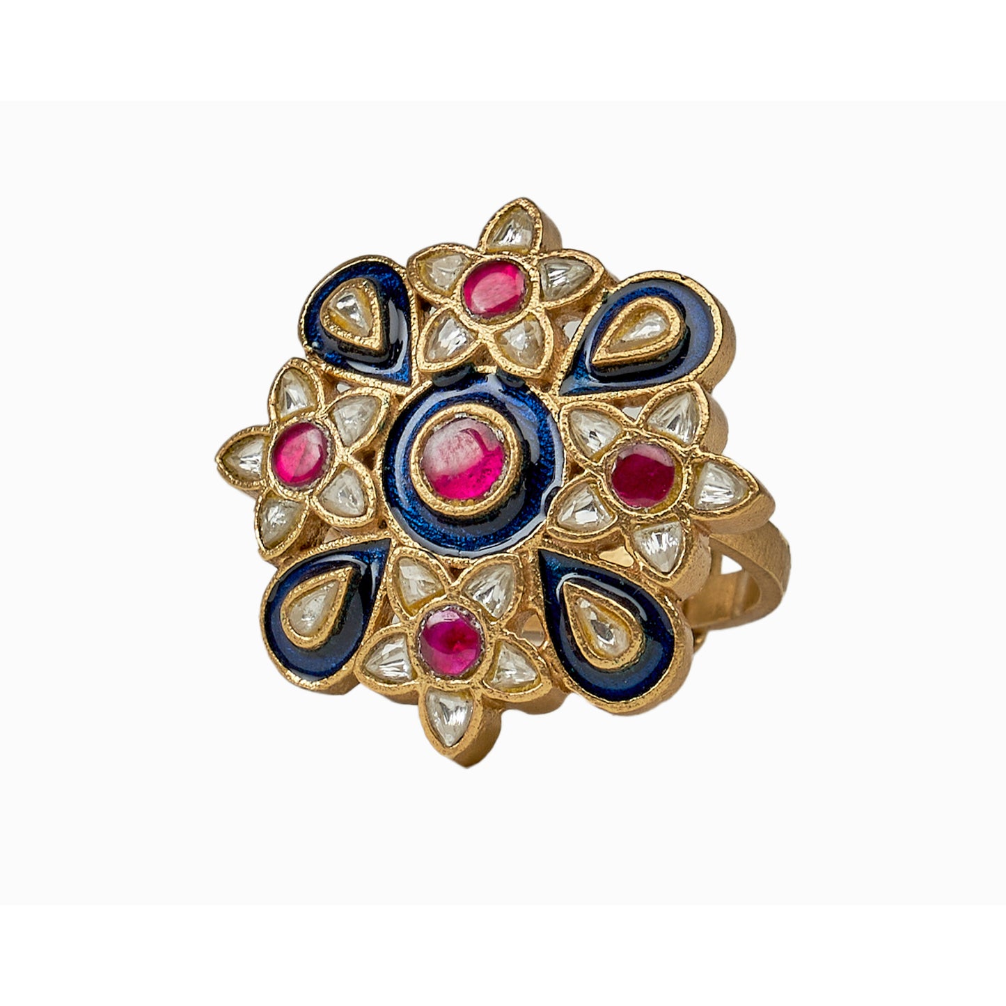 925 Silver Jadau Ring with Gold-plating