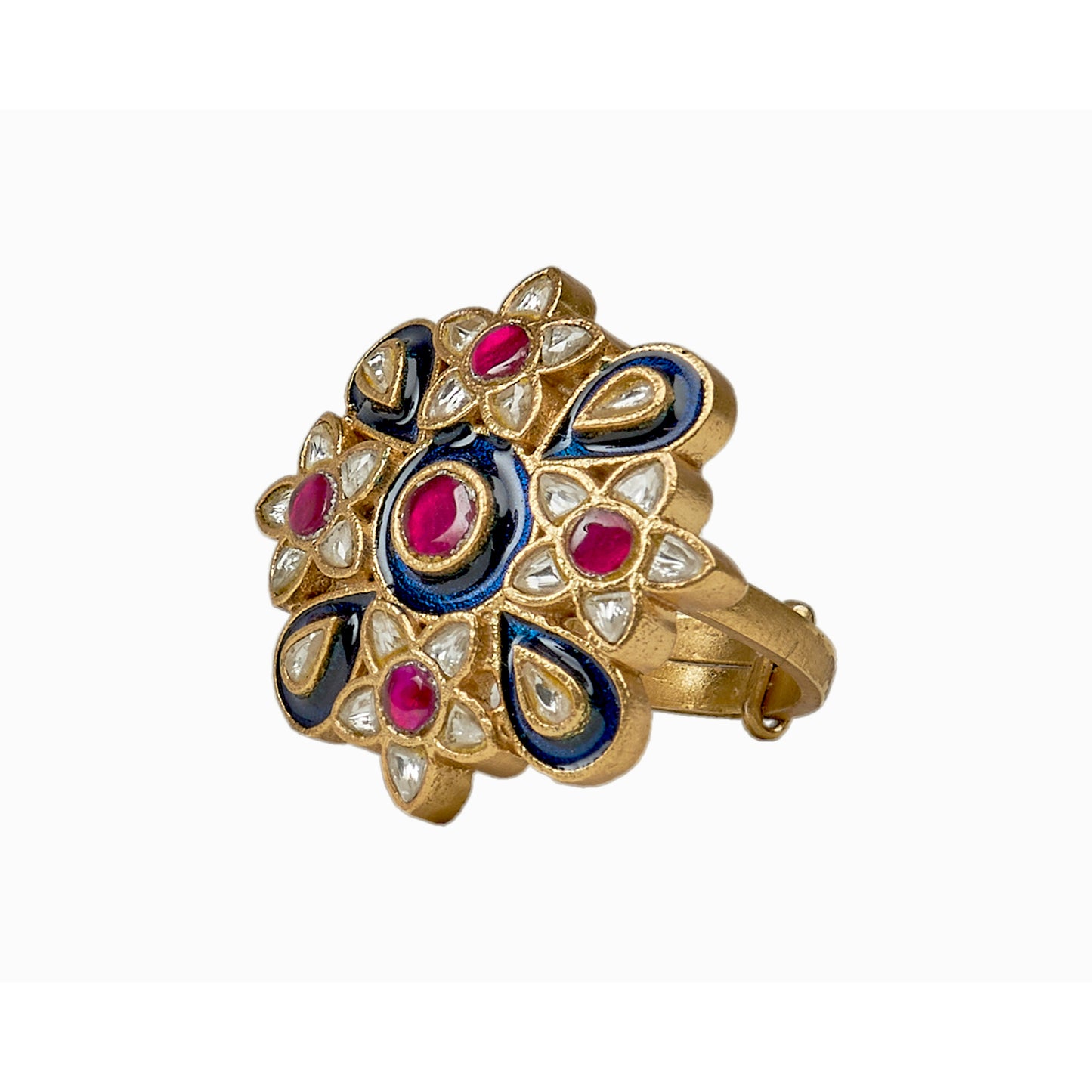 925 Silver Jadau Ring with Gold-plating