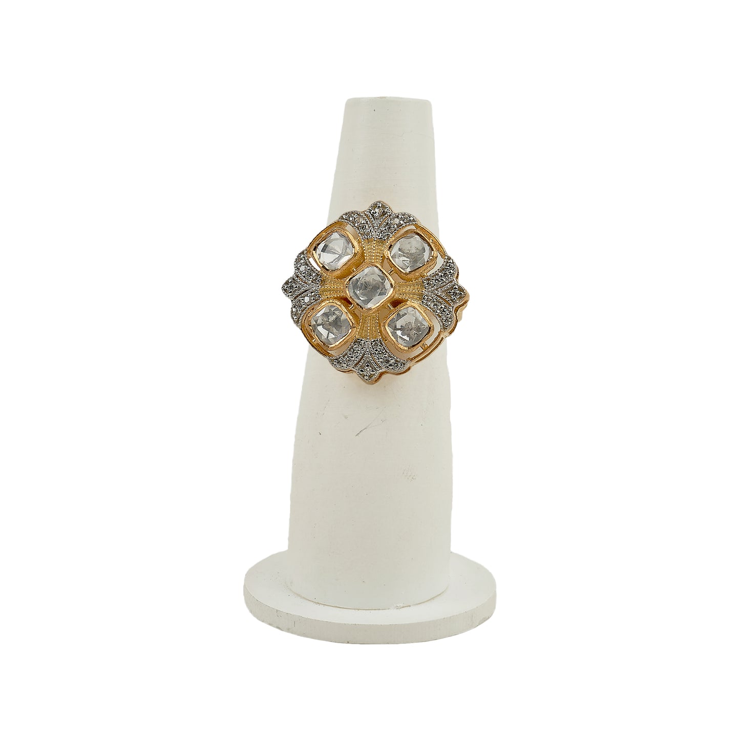 925 Silver ring studded with moissanite and clad with 24k Gold-plating