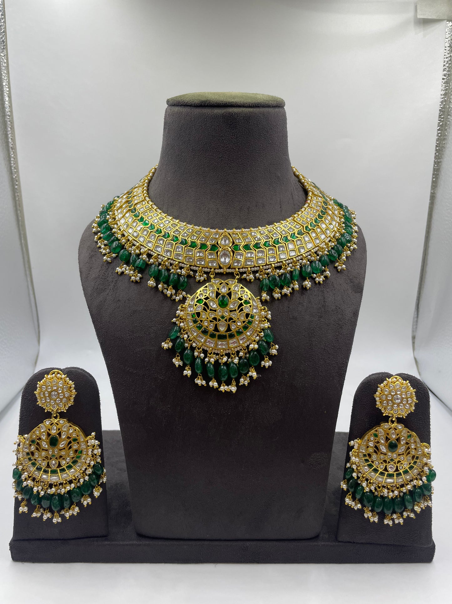 925 Silver Chand-Bali Style Jadau Antique Set with 24K Gold-plating