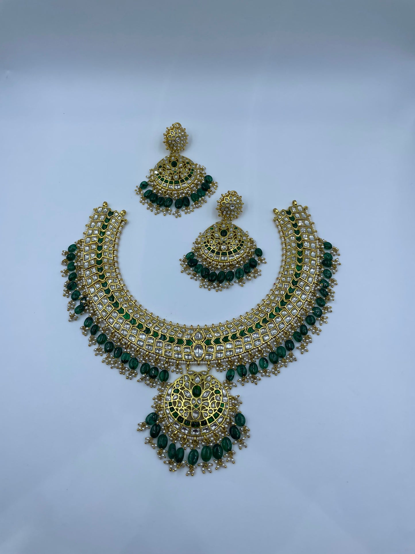 925 Silver Chand-Bali Style Jadau Antique Set with 24K Gold-plating