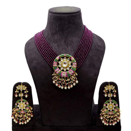 92.5 Silver hand-painted Bikaneri-meenakari Necklace