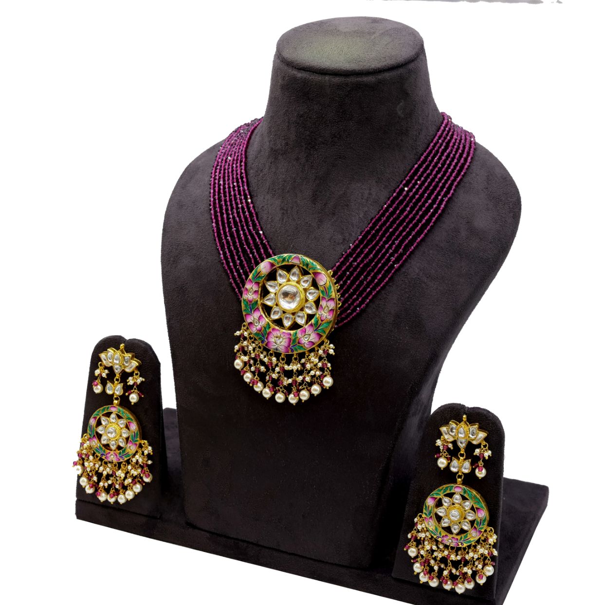 92.5 Silver hand-painted Bikaneri-meenakari Necklace